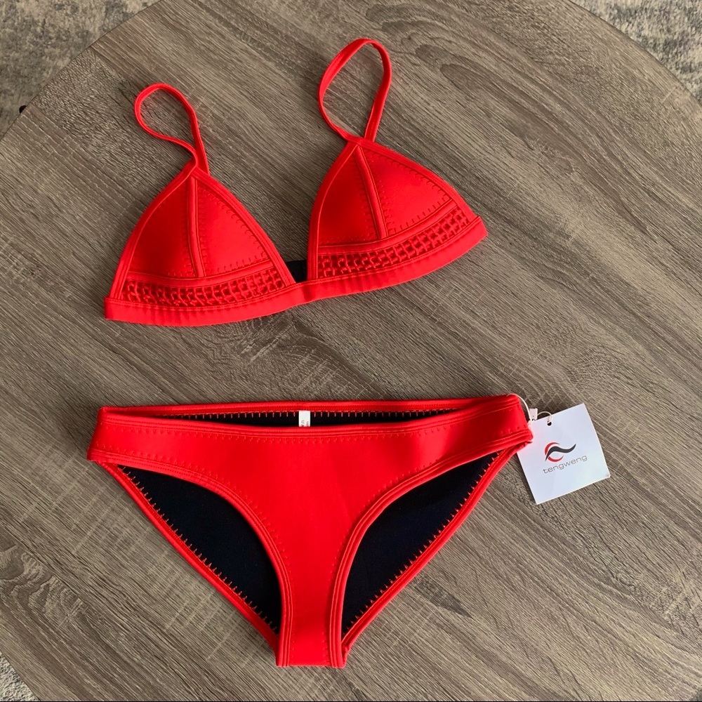 Red Two Piece Neoprene swimsuit (NWT)